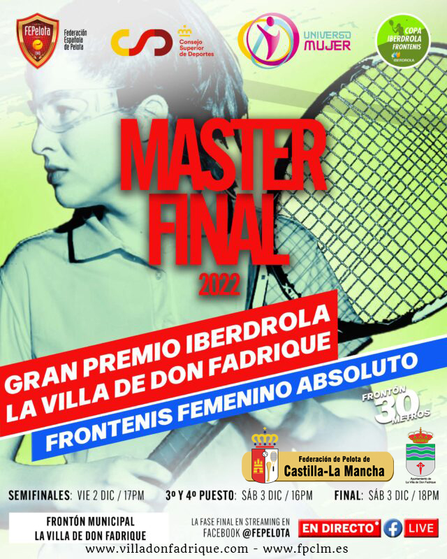 La Villa de don Fadrique acoge el 2 y 3 de diciembre próximos, el Torneo de Maestros Absoluto de Frontenis