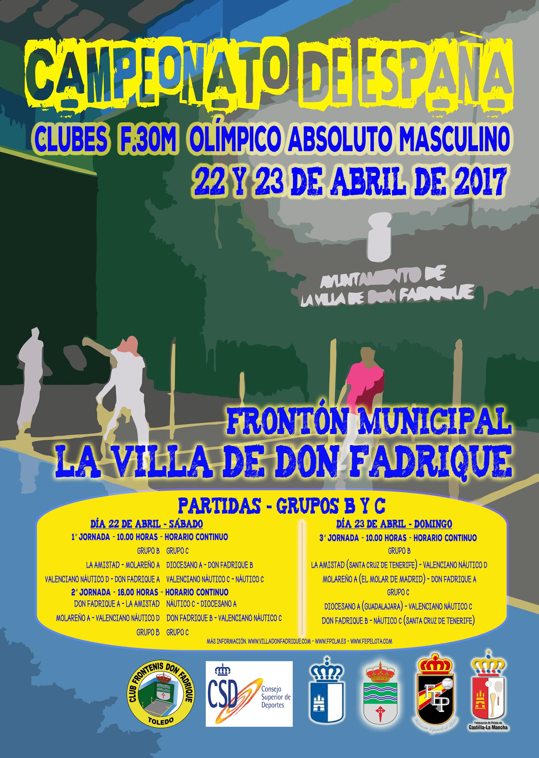 Cartel Campeonato de España de Clubes Frontón 30 metros Olímpico Absoluto Masculino